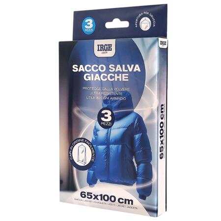 IRGE SACCO SALVA GIACCHE 65X100 CM 3 PEZZI (Confezione da 12 pezzi) 