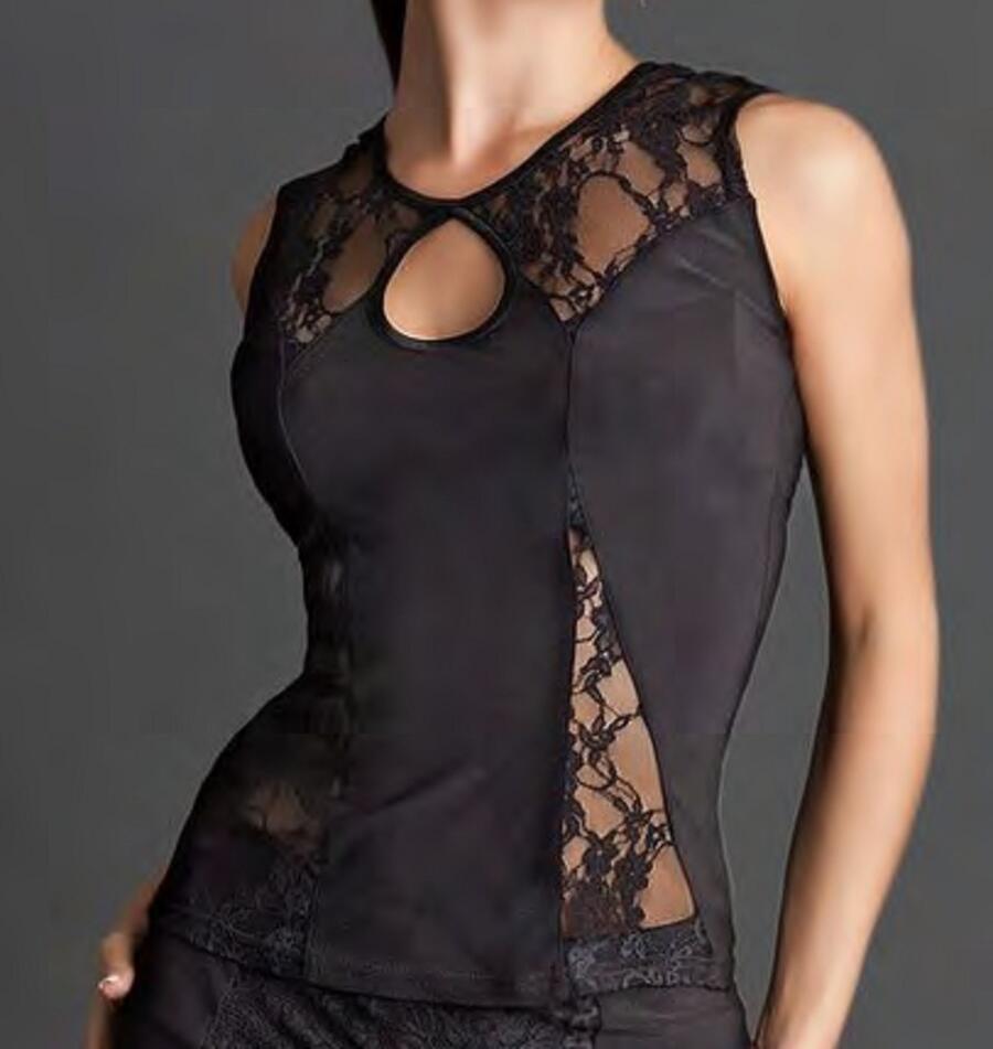 Elastic shirt with lace inserts U231