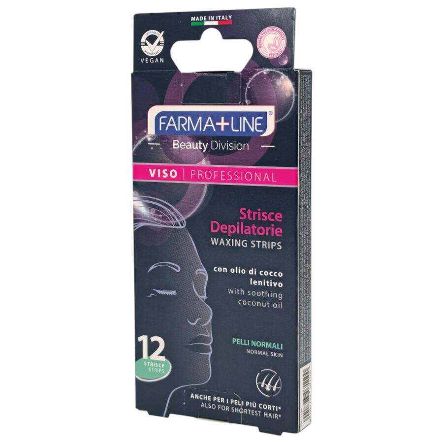 IRGE FARMALINE STRISCE DEPILATORIE VISO 12 PEZZI CON OLIO DI COCCO (Confezione da 12 pezzi) 