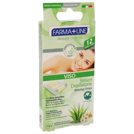 IRGE FARMALINE STRISCE DEPILATORIE VISO 12 PEZZI CON ALOE VERA (Confezione da 12 pezzi) 