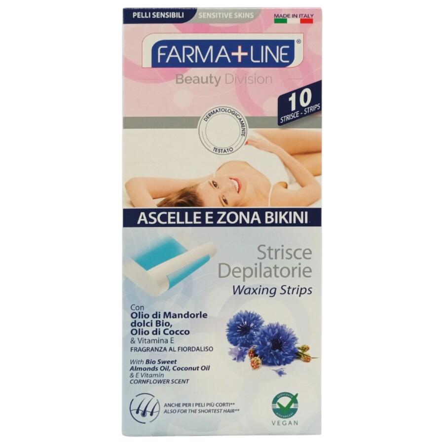 IRGE FARMALINE STRISCE DEPILATORIE ASCELLE E ZONA BIKINI 10 PEZZI (Confezione da 12 pezzi) 
