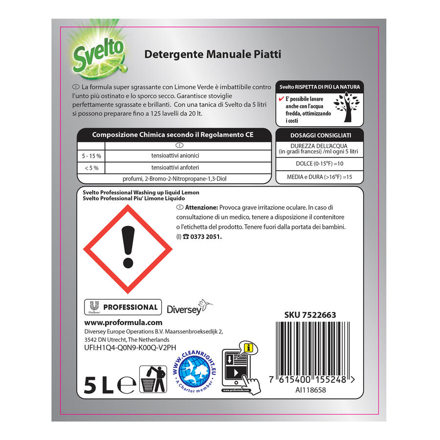 Detergente Piatti al Limone 5 lt SVELTO