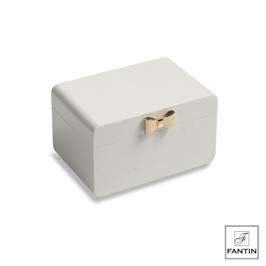Portagioie Fantin Argenti 18x13 cm bianco con fiocco dorato.