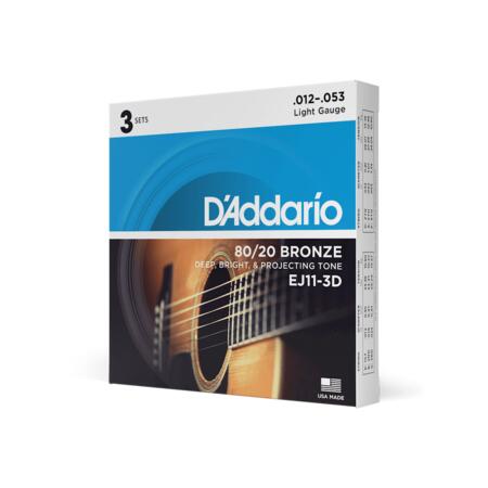 D’Addario Ej11-3D Pack 3 mute Bronze wound Light 012/053