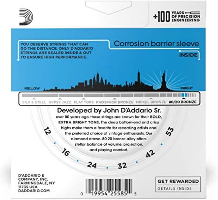 D’Addario Ej11-3D Pack 3 mute Bronze wound Light 012/053