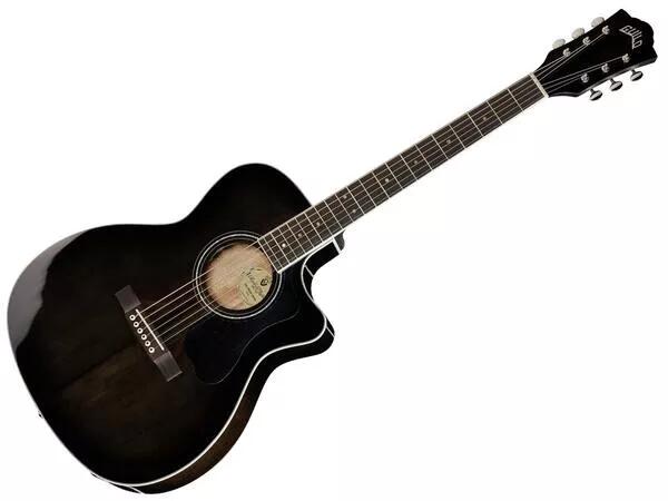 GUILD OM260CE DELUXE FLAMED MAHOGANY TRANSPARENT BLACK BURST