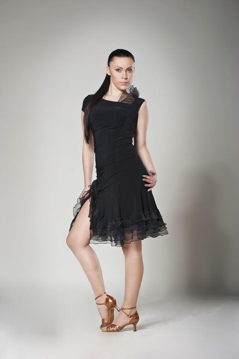 Maglia top a canotta con una manichetta e dettaglio in tulle U99