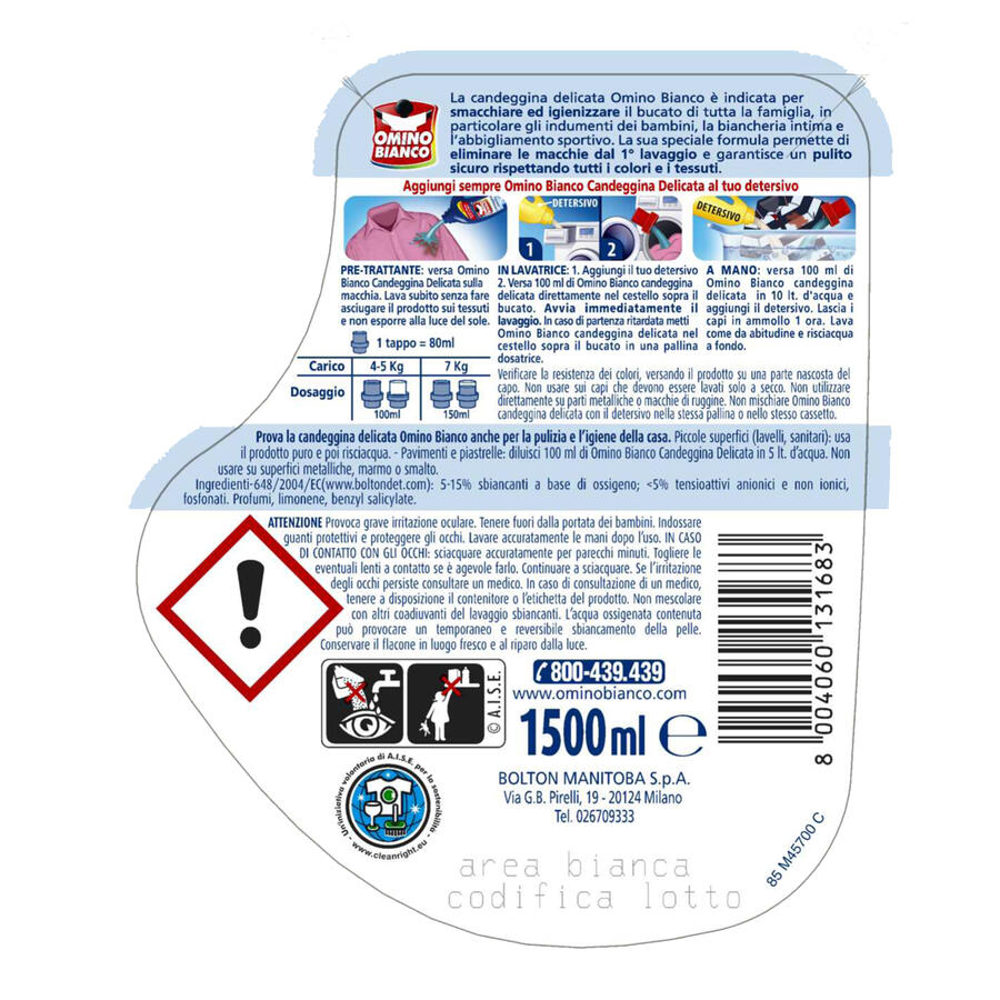 Candeggina Delicata BLU OCEAN 2 lt OMINO BIANCO