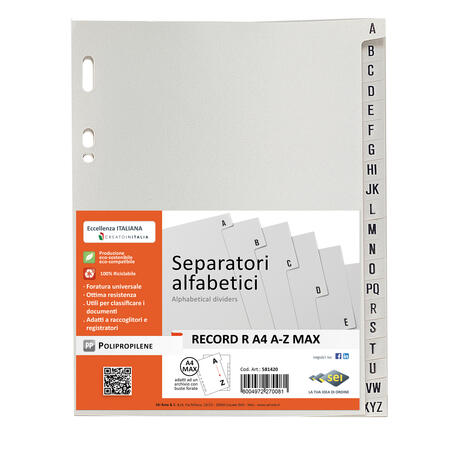 Divisorio Intercalare Alfabetico AZ in PPL SEI ROTA