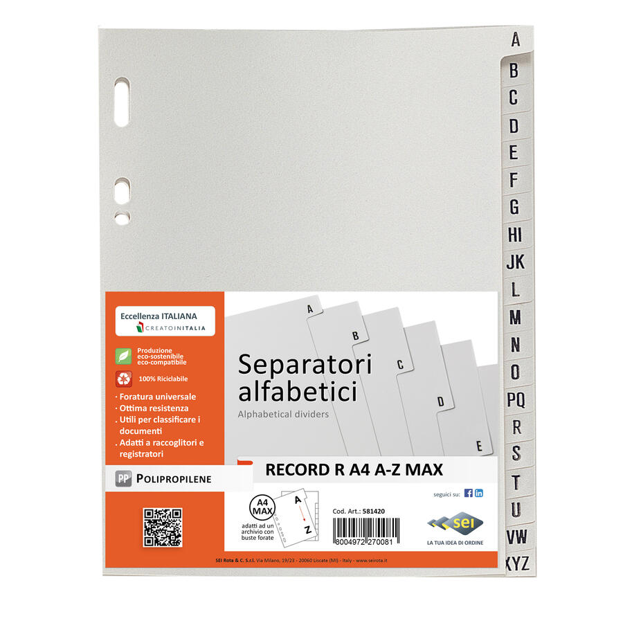 Divisorio Intercalare Alfabetico AZ in PPL SEI ROTA