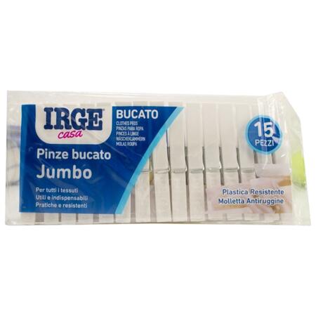 IRGE PINZE IN PLASTICA 15 PEZZI (Confezione da 12 pezzi) 