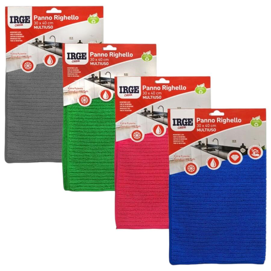 IRGE PANNO MICROFIBRA RIGHELLO 30X40 CM (Confezione da 12 pezzi)