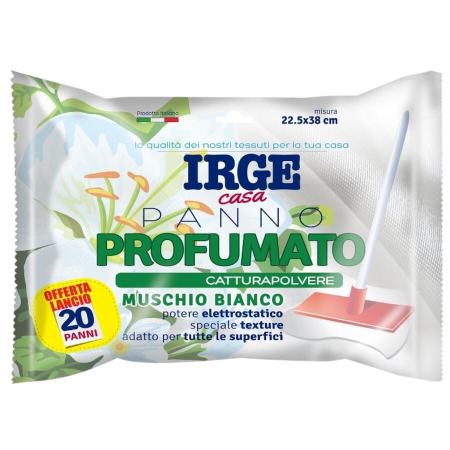 IRGE PANNO CATTURAPOLVERE 20 PEZZI 22,5X38 CM MUSCHIO BIANCO (Confezione da 12 pezzi) 