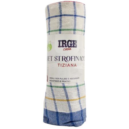 IRGE STROFINACCIO QUADRI E RIGHE 50X70 CM (Confezione 1 blister -  SET 6 STROFINACCI - ) 