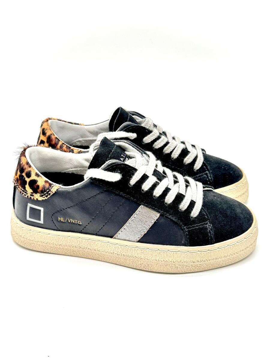 D.A.T.E. Sneaker  in pelle nere/animalier