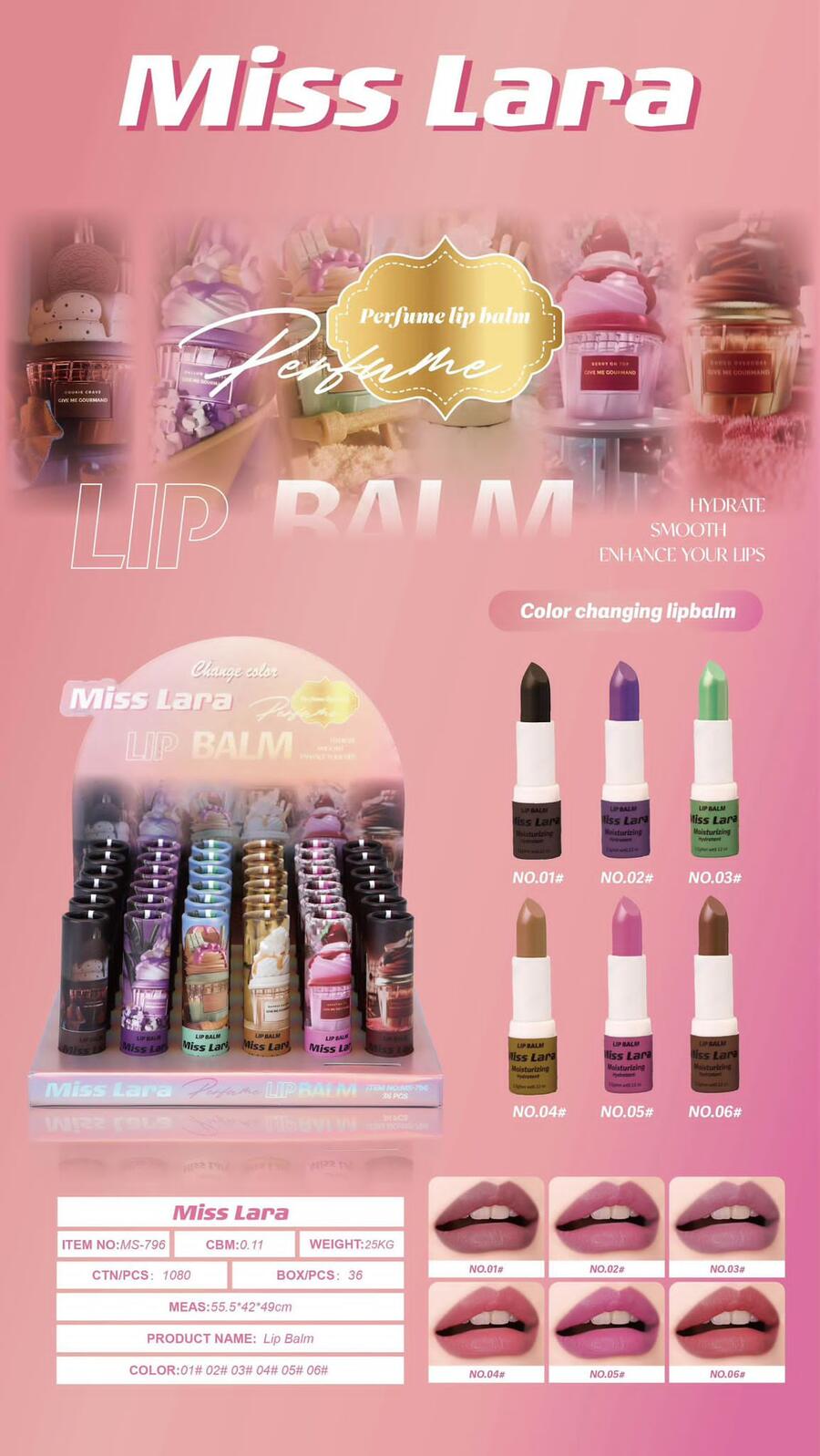 MISS LARA LIP BALM (Similare Arabo) [Conf. da 36 pezzi]