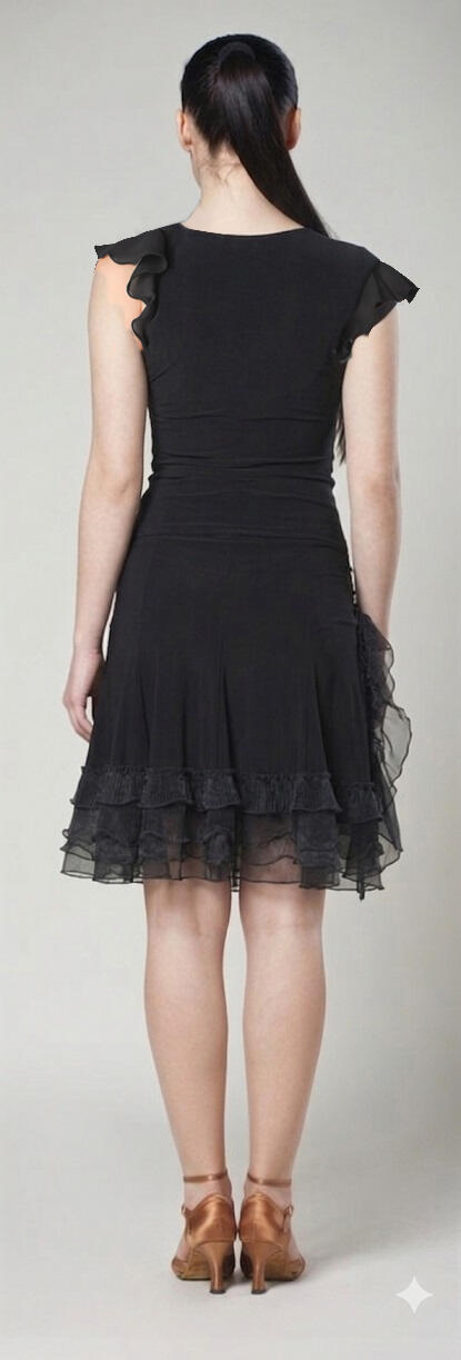 Maglia top a canotta con spalline e volant verticali in chiffon U337