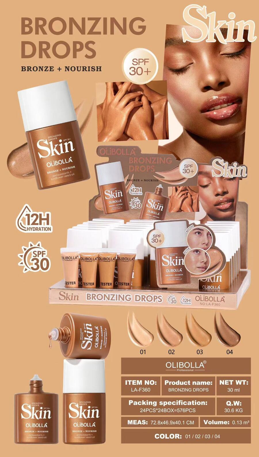 OLIBOLLA BRONZING DROPS SPF 30+ [Conf. da 24 pezzi]