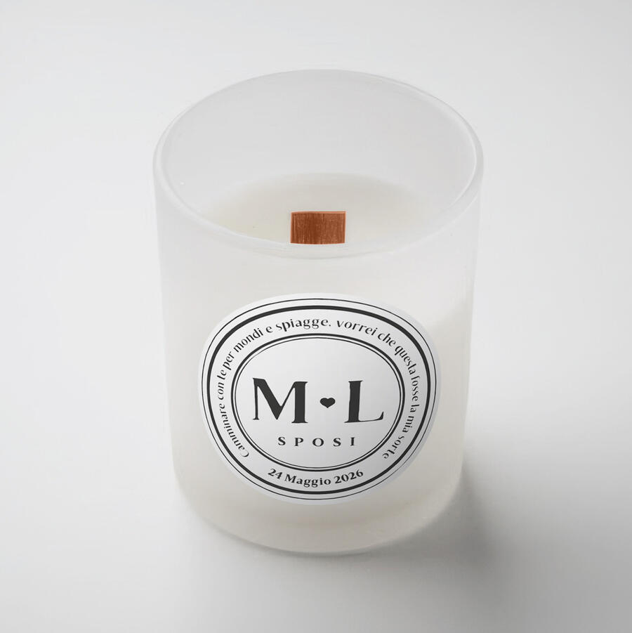 Bomboniera Frasi d'amore - Candela con testi personalizzati completa di scatola