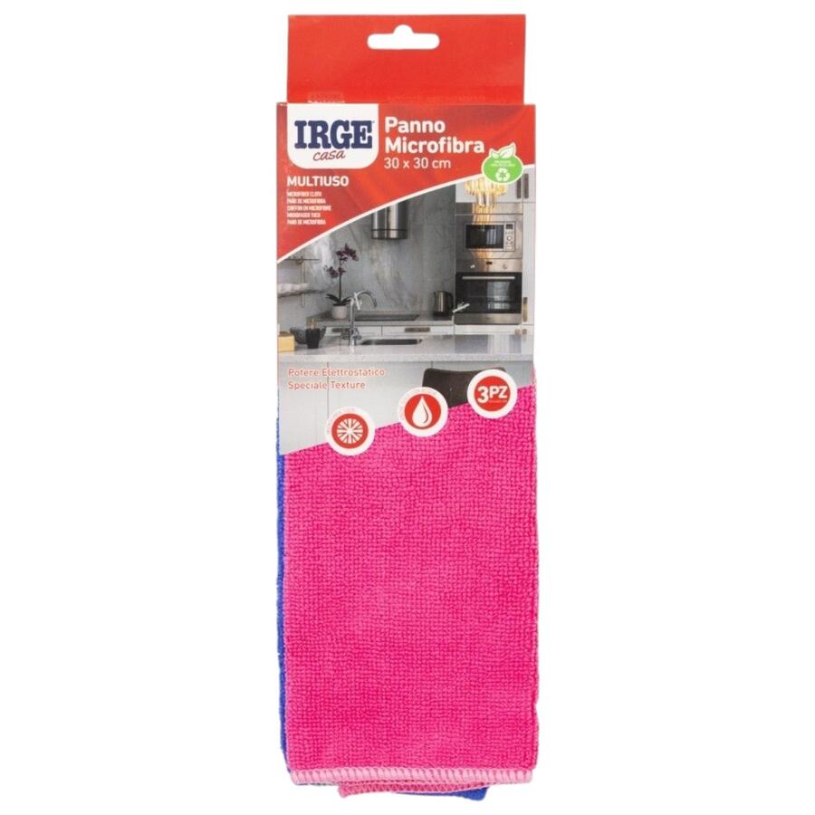 IRGE PANNO MICROFIBRA 3 PEZZI 30X30 CM (Confezione da 12 pezzi) 