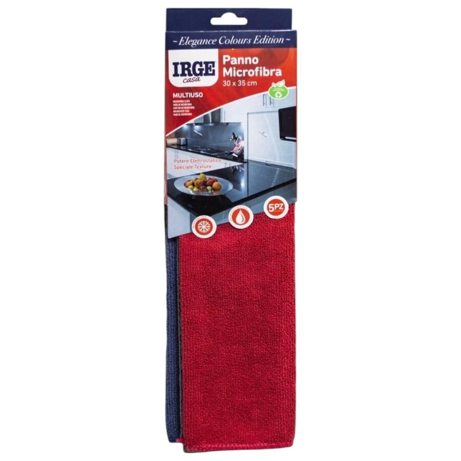IRGE PANNO MICROFIBRA ELEGANCE 5 PEZZI 30X35 CM (Confezione da 6 pezzi) 