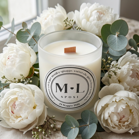 Bomboniera Frasi d'amore - Candela con testi personalizzati completa di scatola