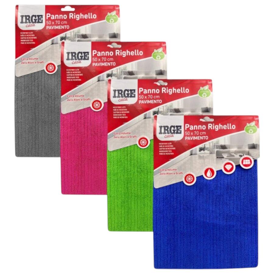 IRGE PANNO MICROFIBRA RIGHELLO PAVIMENTI 50X70 CM (Confezione da 12 pezzi) 