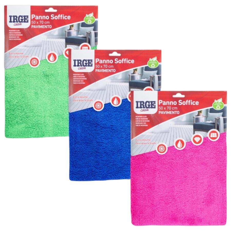 IRGE PANNO MICROFIBRA SOFFICE PAVIMENTI 50X70 CM (Confezione da 6 pezzi) 