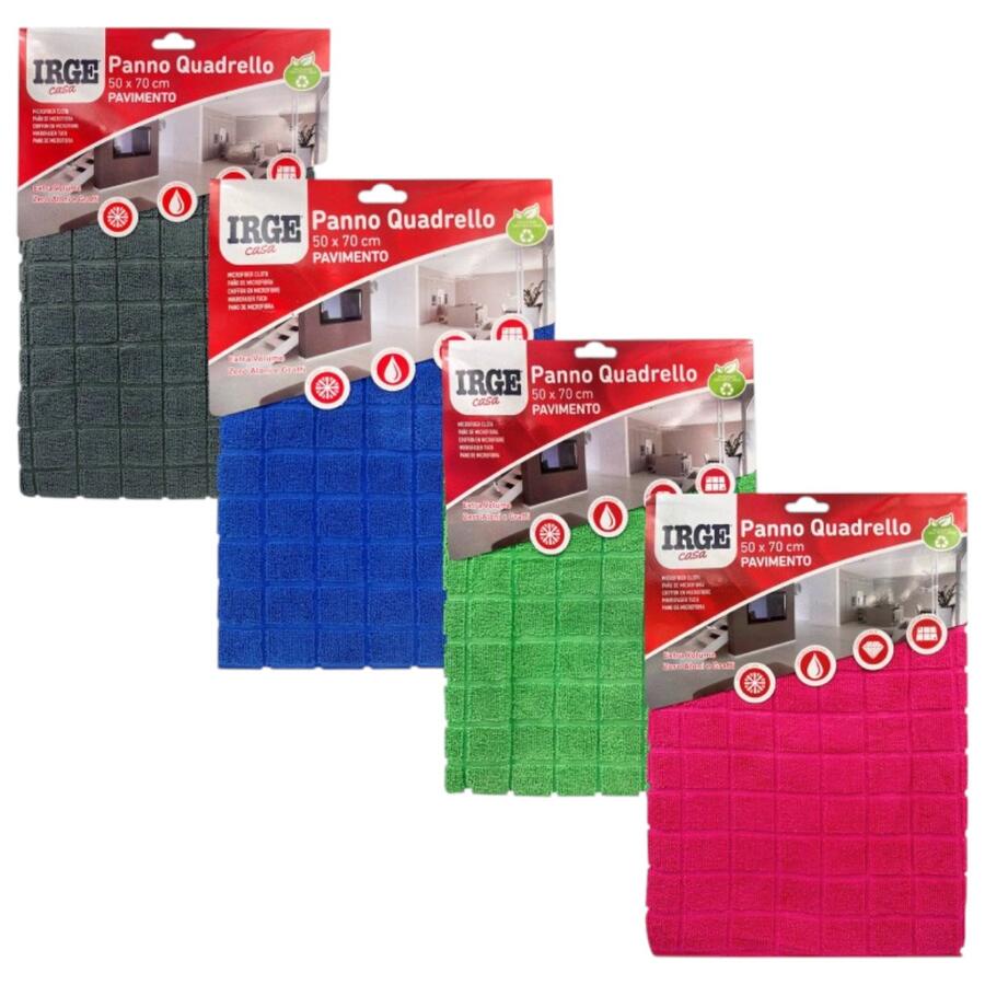 IRGE PANNO MICROFIBRA QUADRO PAVIMENTI 50X70 CM (Confezione da 12 pezzi) 