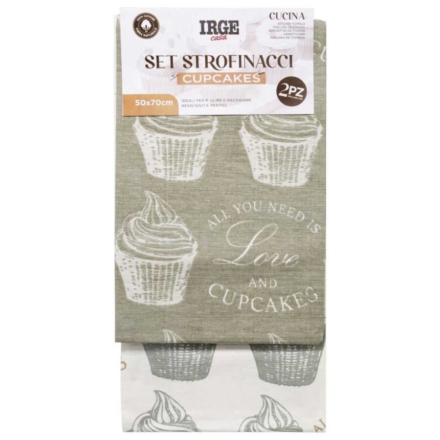 IRGE SET STROFINACCI CUPCAKES 2 PEZZI 50X70 CM (Confezione da 12 pezzi) 