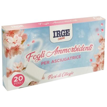 IRGE FOGLI AMMORBIDENTI PER ASCIUGATRICE 20 PEZZI FIORI DI CILIEGIO (Confezione da 12 pezzi) 