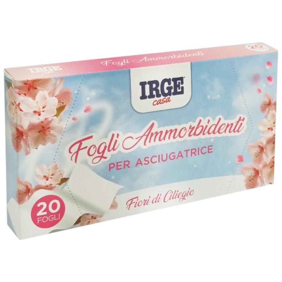 IRGE FOGLI AMMORBIDENTI PER ASCIUGATRICE 20 PEZZI FIORI DI CILIEGIO (Confezione da 12 pezzi) 