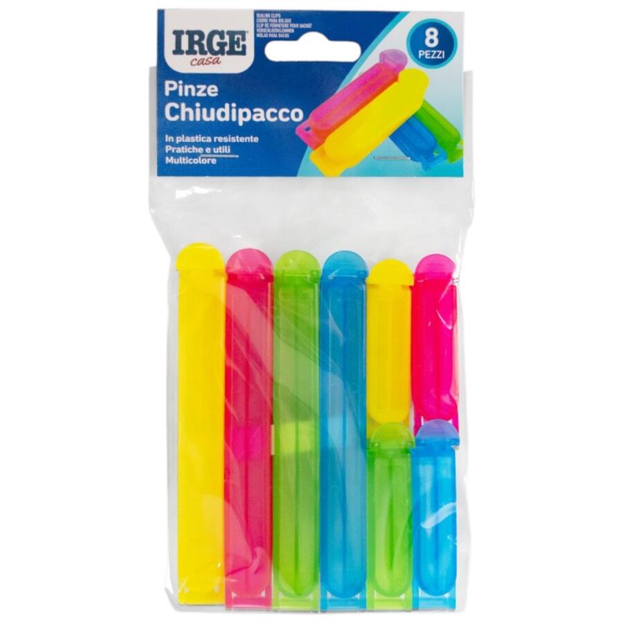 IRGE PINZE CHIUDIPACCO 8 PEZZI (Confezione da 12 pezzi) 