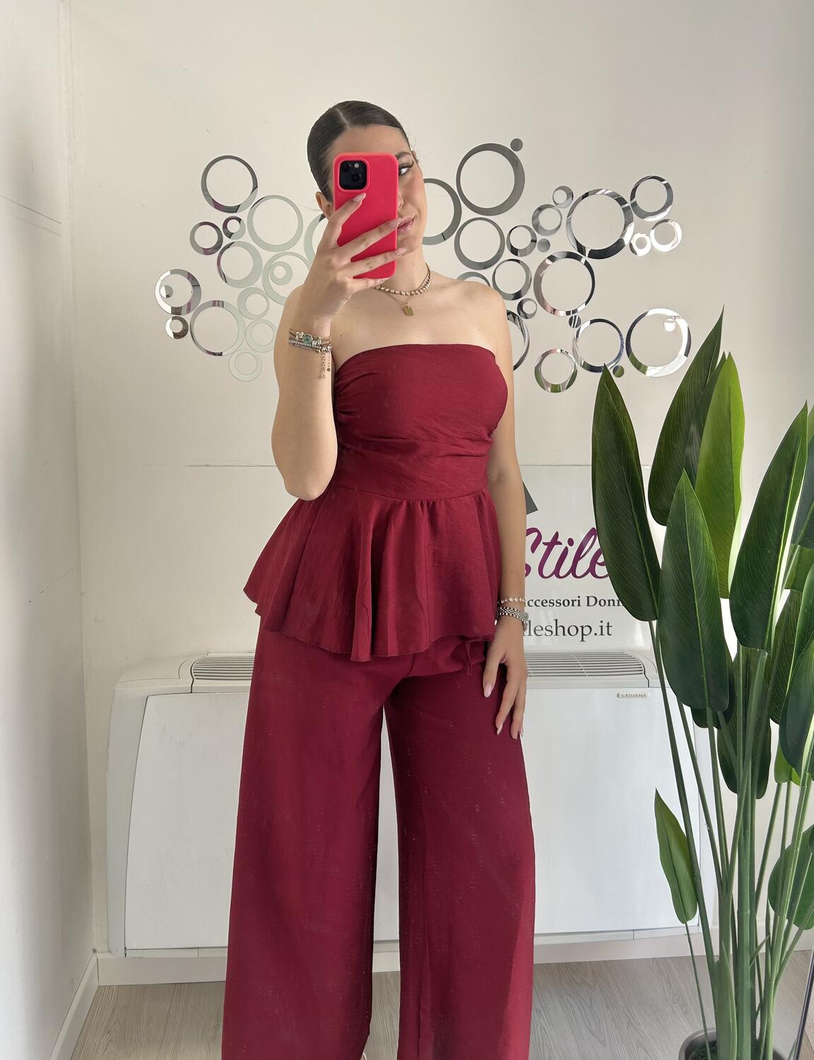 NOVITÀ Completo effetto lino top & pantalone