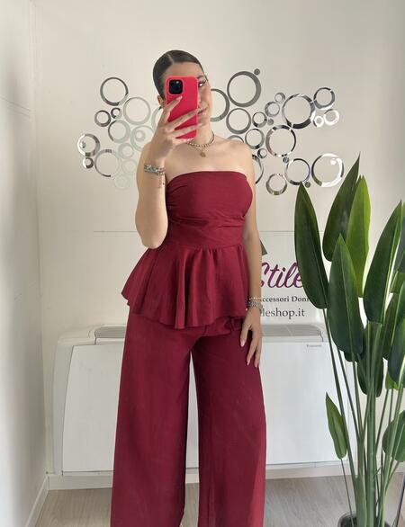 NOVITÀ Completo effetto lino top & pantalone