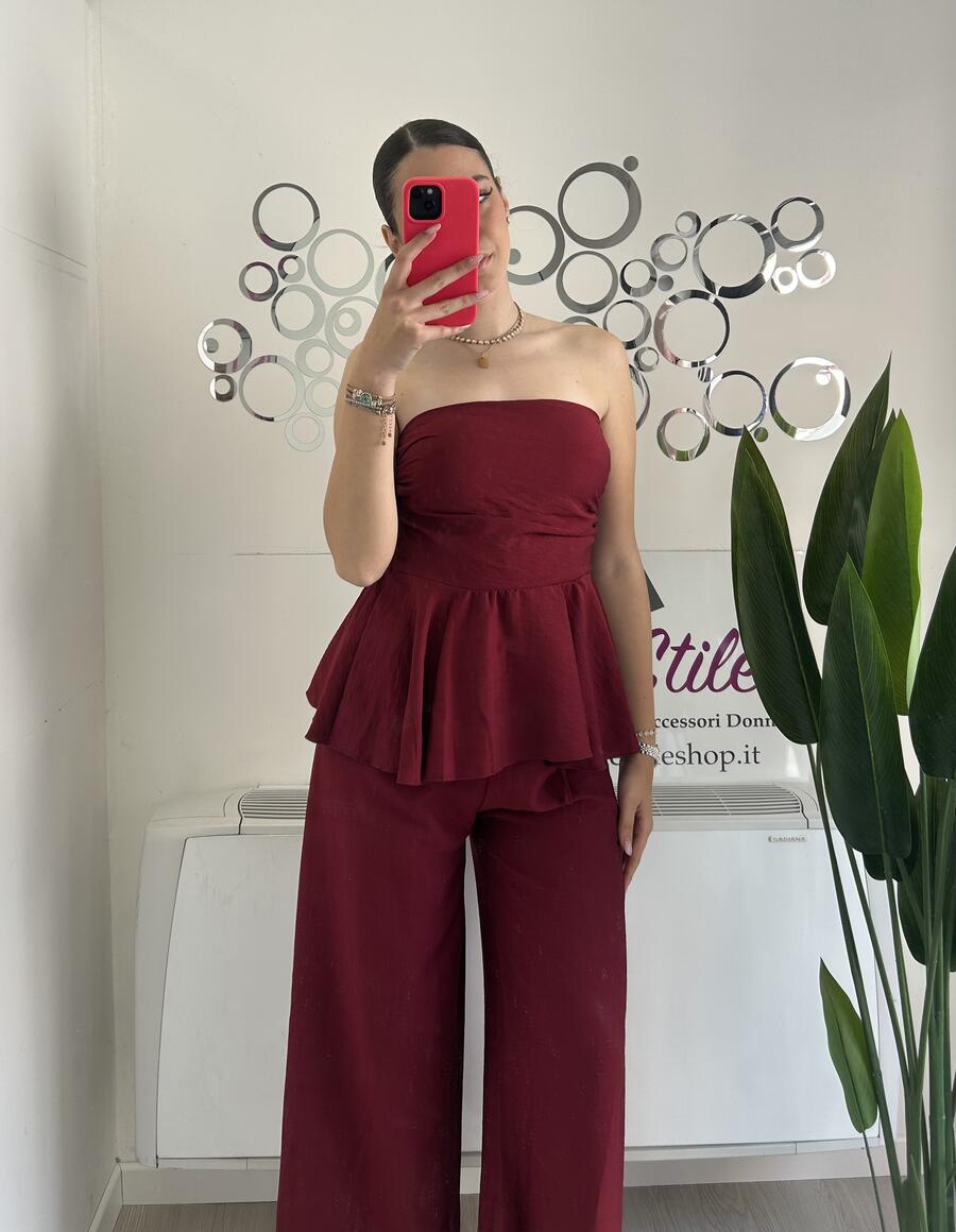 NOVITÀ Completo effetto lino top & pantalone
