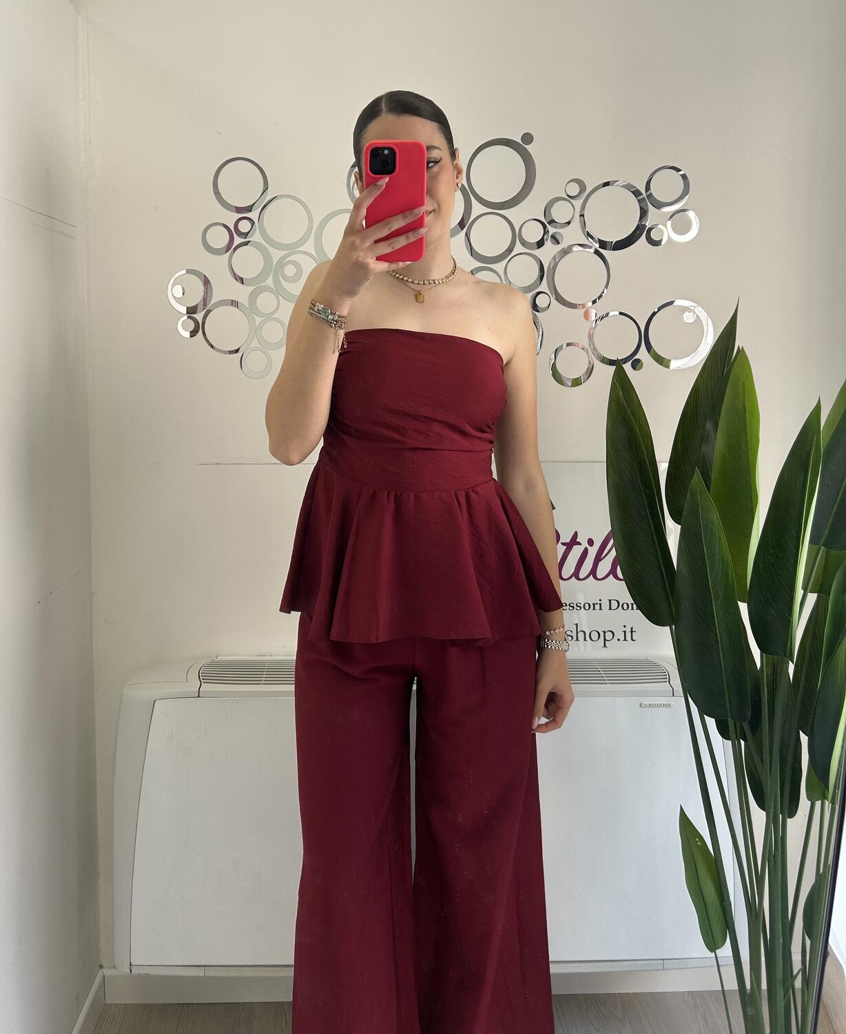 NOVITÀ Completo effetto lino top & pantalone