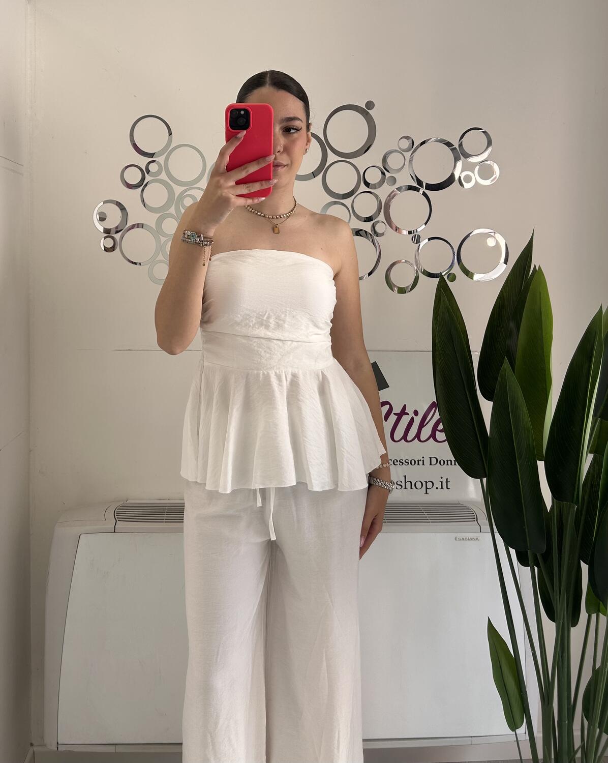 NOVITÀ Completo effetto lino top & pantalone