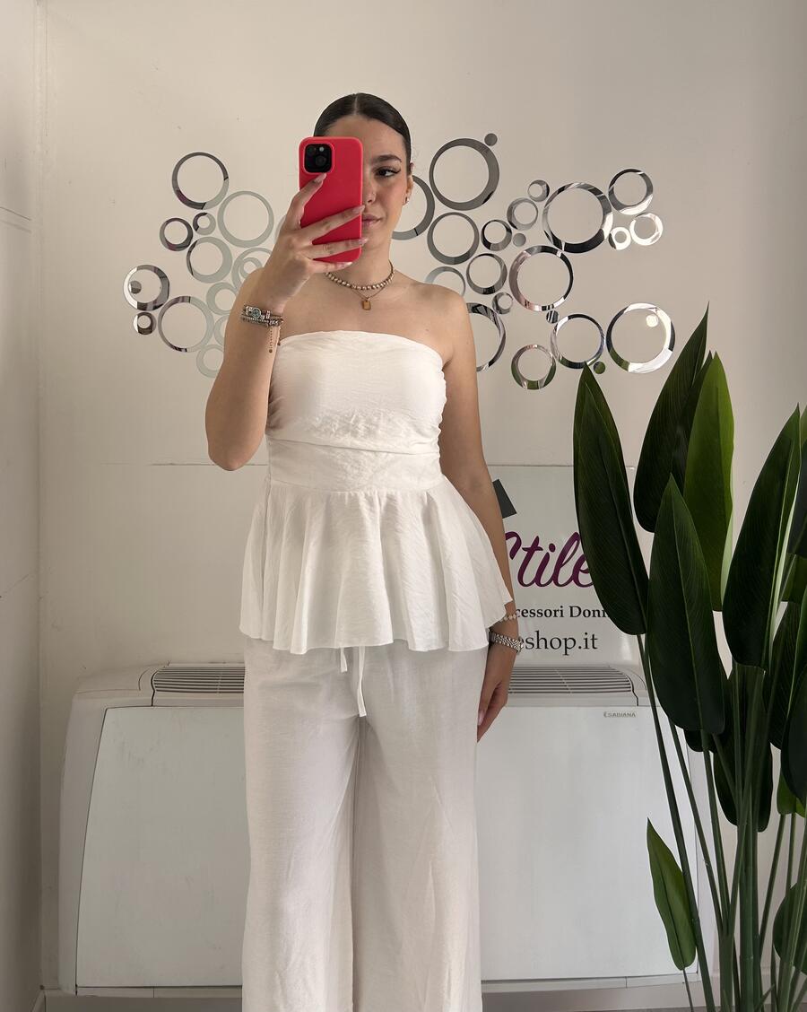 NOVITÀ Completo effetto lino top & pantalone