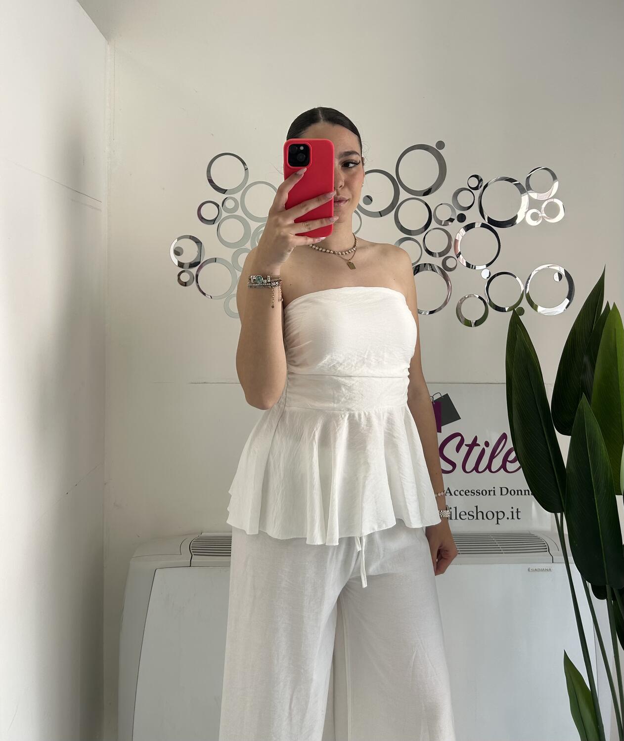 NOVITÀ Completo effetto lino top & pantalone