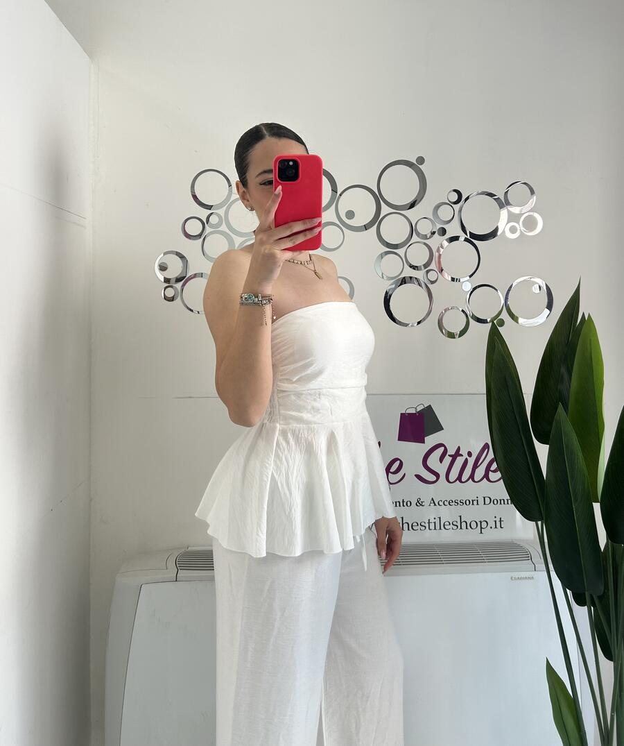 NOVITÀ Completo effetto lino top & pantalone