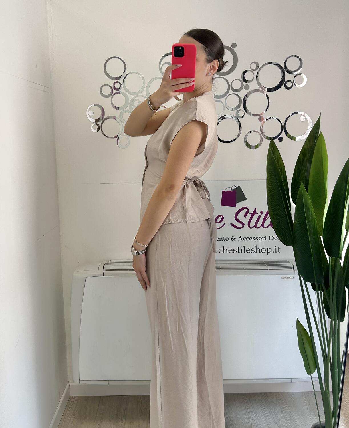 NOVITÀ Completo effetto lino gilèt & pantalone