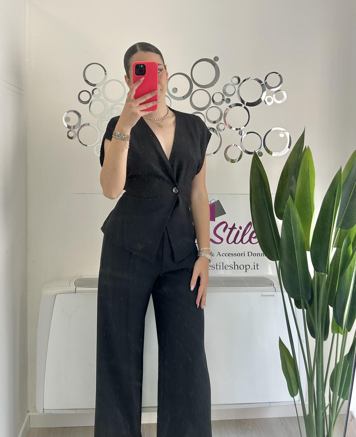 NOVITÀ Completo effetto lino gilèt & pantalone