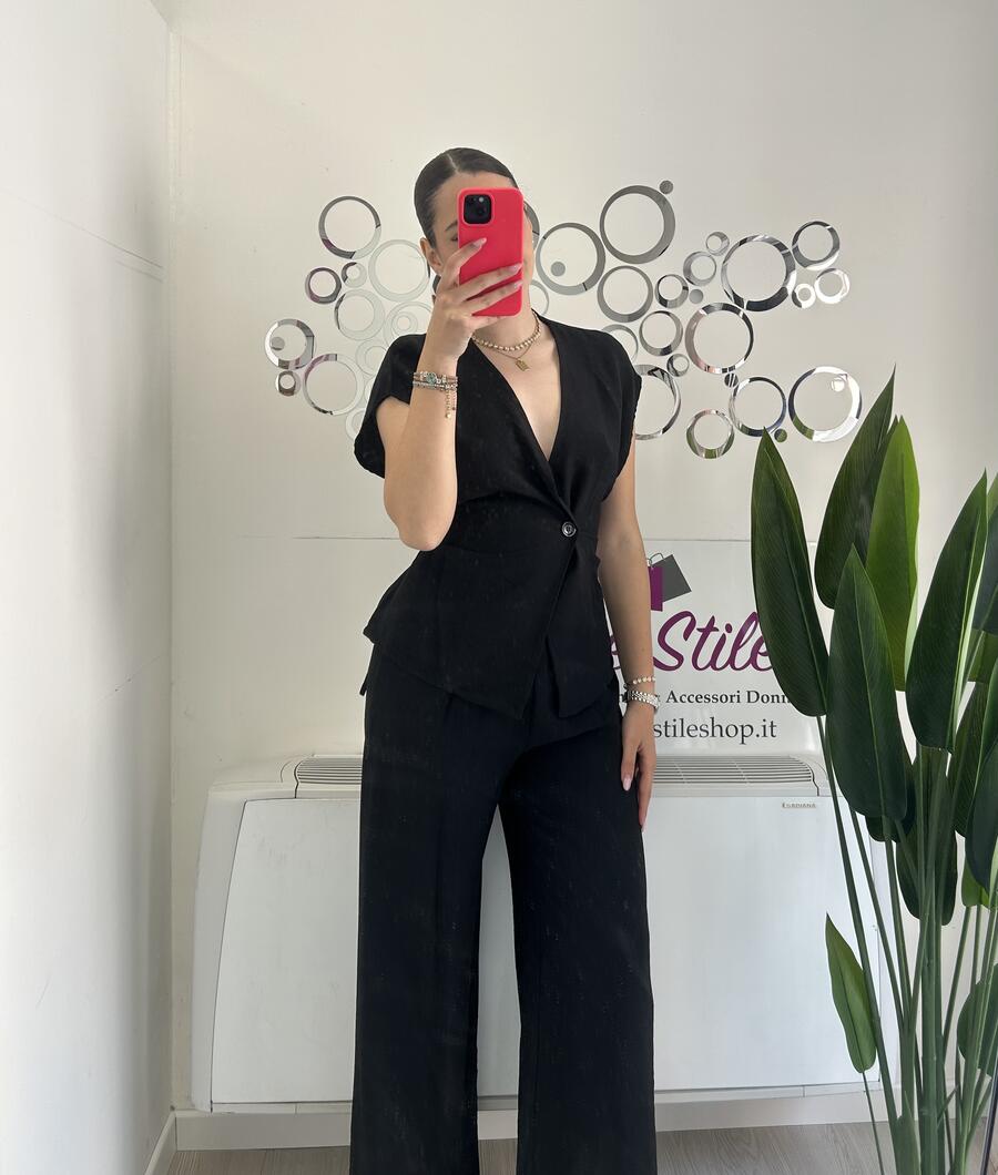 NOVITÀ Completo effetto lino gilèt & pantalone