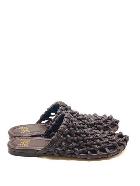 BRONX Ciabatta intrecciata in pelle marrone