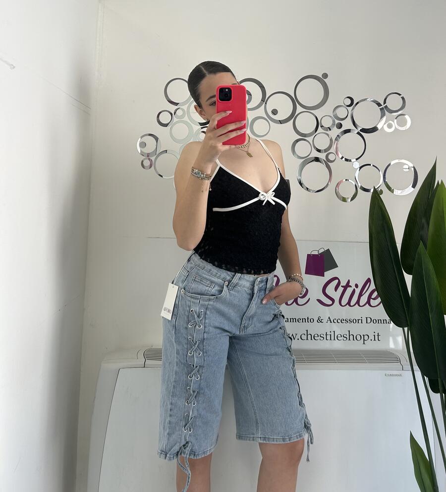 NOVITÀ Bermuda in denim con stringhe