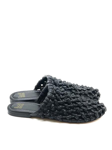 BRONX Ciabatta intrecciata in pelle nera