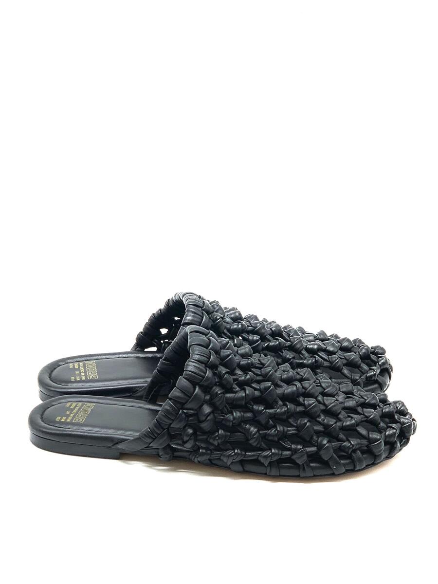 BRONX Ciabatta intrecciata in pelle nera