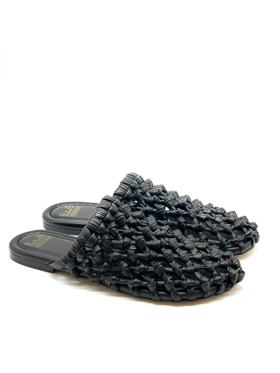 BRONX Ciabatta intrecciata in pelle nera