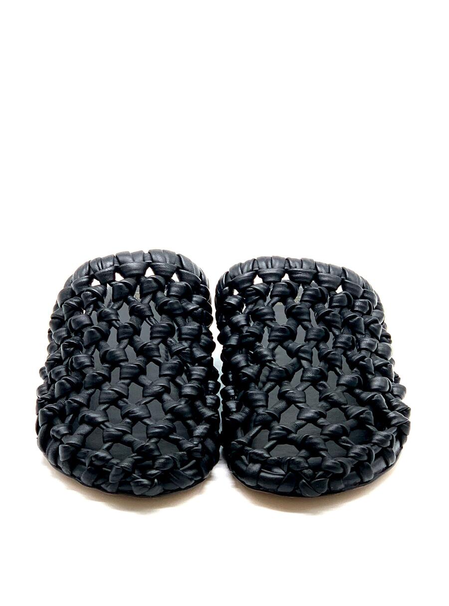 BRONX Ciabatta intrecciata in pelle nera